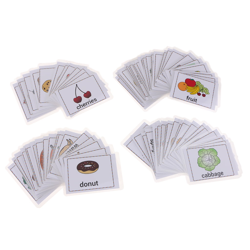 80Pcs Kids Pocket Vocabulary Sight/Picture Word Flash Cards About Food 
