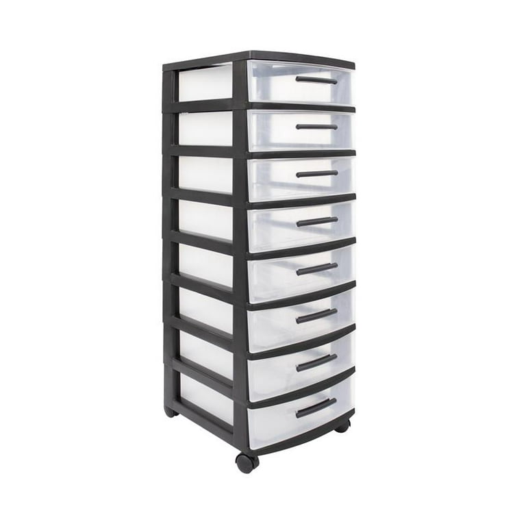 Large Black 8 Drawer Rolling Storage Cart – Community Furnishings