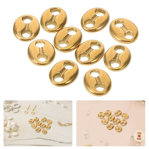 COMPUKAS 10Ud Conectores Para Joyería De Acero Inoxidable Con Doble Agujero Y Forma Oval Para DIY