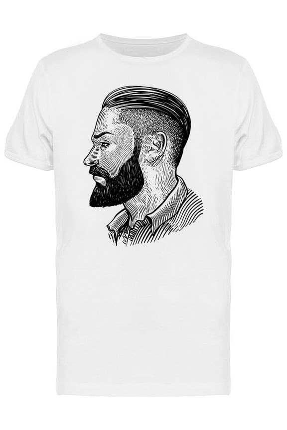 Bearded Man Side View Sketch T-Shirt Men -Image by Shutterstock, Male Large
