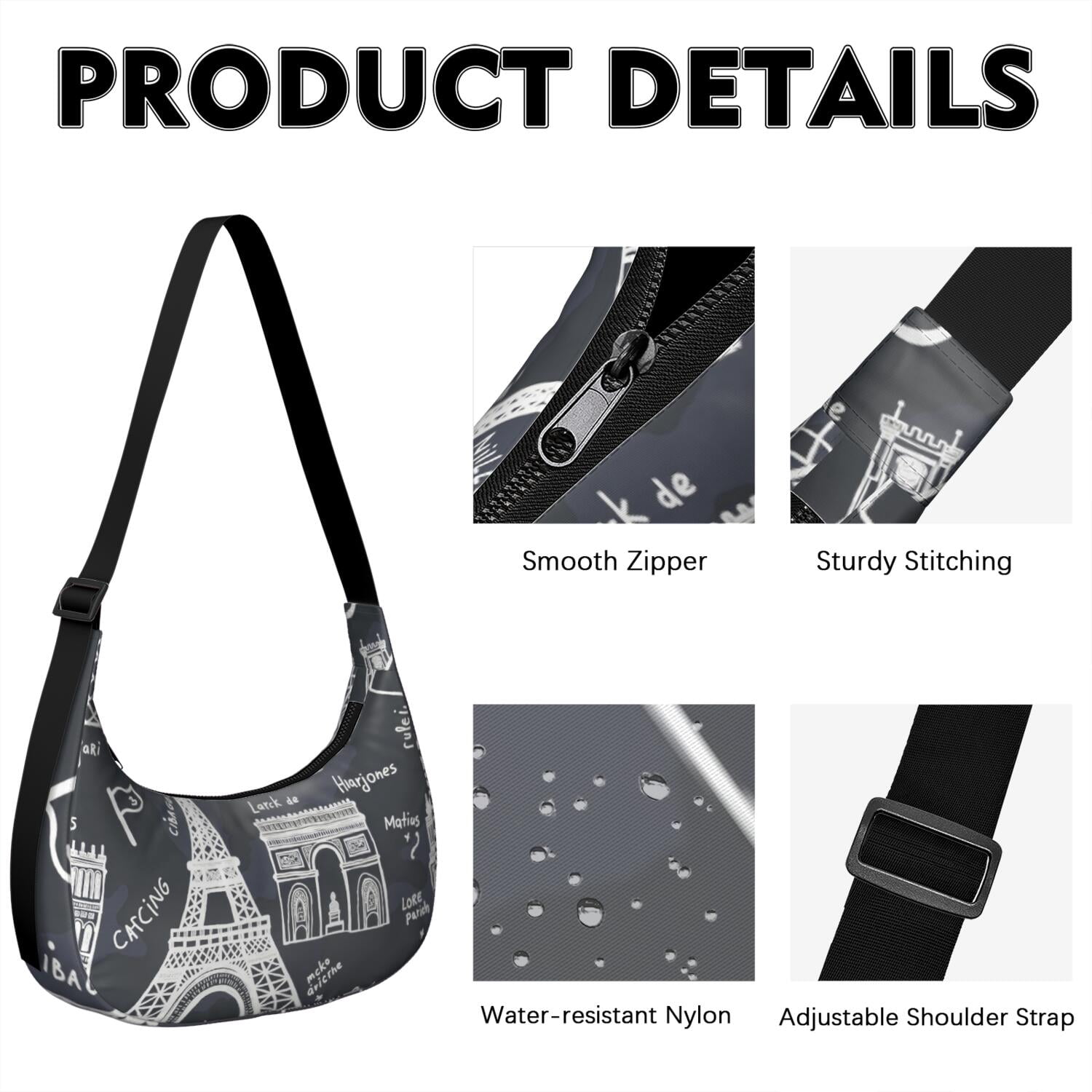 Shoulder Bag for Women Men Trendy Nylon Cross Body Hobo Bag with Adjustable Strap