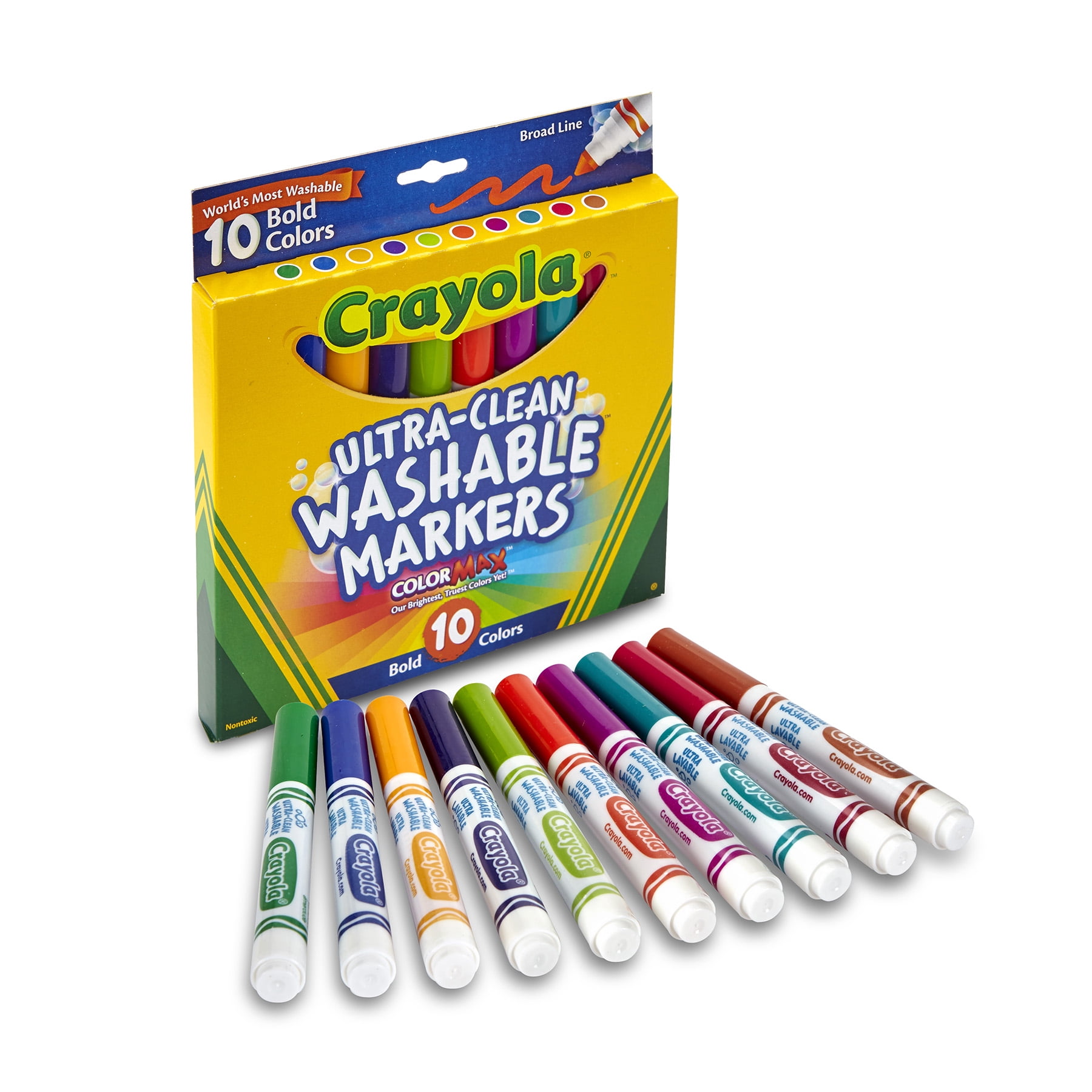 Crayola Ultra-Clean Washable Bold, Broad Line, Color Max Markers, 10 Per Pack, 6 Packs