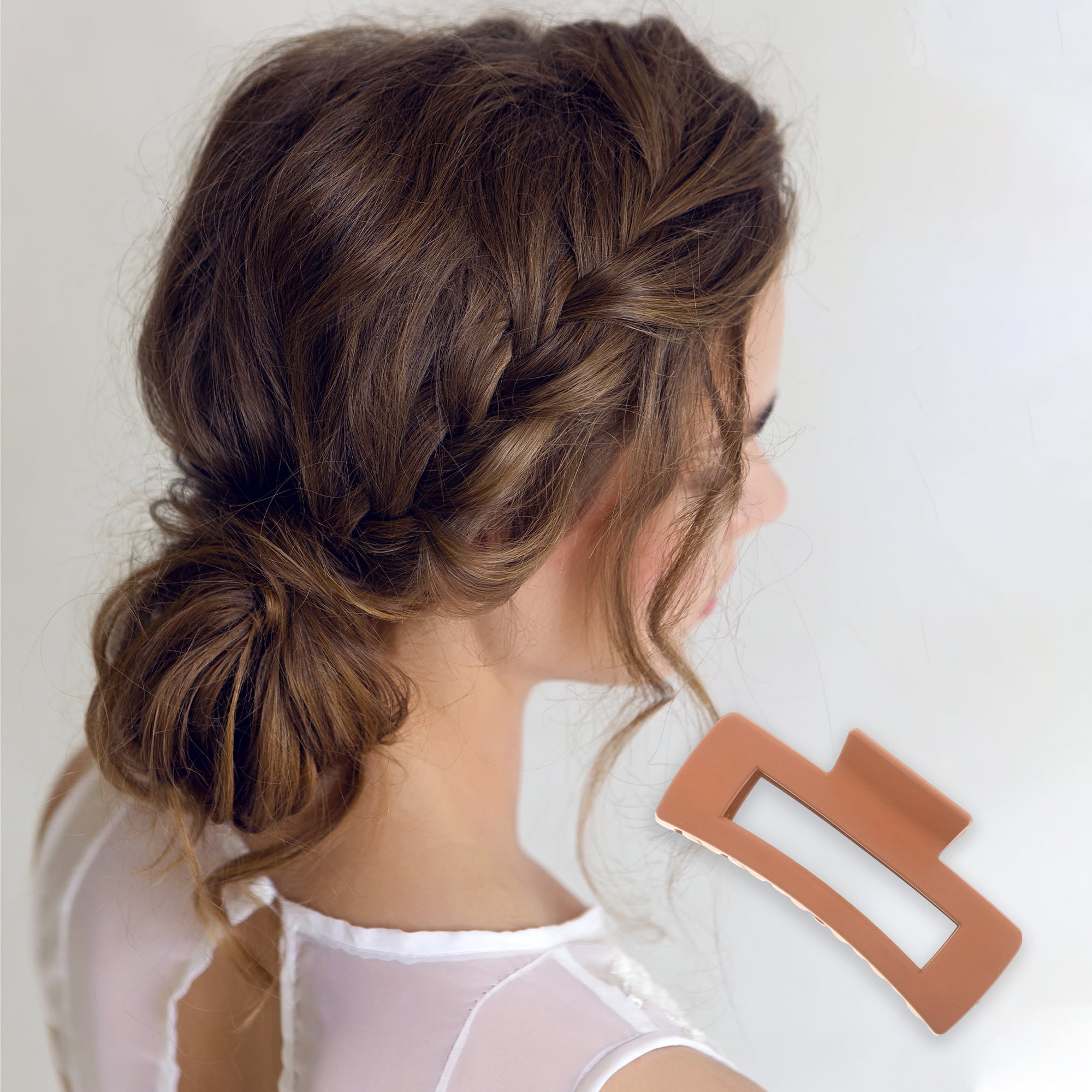 Unique Bargains Rectangle Frosted Hair Clips Orange Brown White Black 4 Pcs