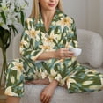 thumbnail image 6 of Uemuo Lilies Flowers Pattern Womens Pajama Sets,PJ Set for Women,Pajamas for Women Logo,Long Sleeve Pajama Set for Women,Soft Long Sleeve Top With Pants-X-Large, 6 of 9