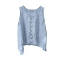thumbnail image 6 of Mittory Linen Tank Tops for Women Cotton Side Slit Crewneck Sleeveless Button Tee Shirts Summer Tunic Tops, 6 of 8