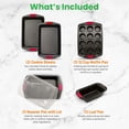 thumbnail image 3 of NutriChef 6-Piece Baking Pan Flexible Nonstick Black Coating Carbon Steel Bakeware W/ Red Handles, 3 of 8