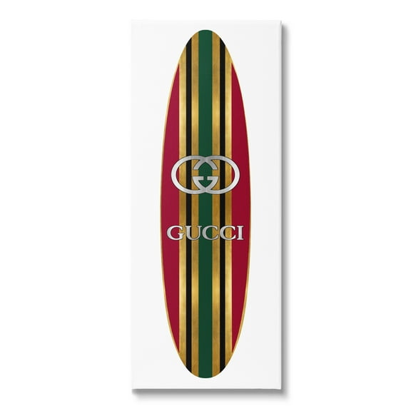Red Green Designer Logo Surfboard Fashion Motif Beauty & Fashion Graphic Art Gallery-Wrapped Canvas Print Wall Art