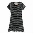 thumbnail image 4 of Sakmal Comfy Nightgowns for Women 100% Cotton Sleep Dress Short Sleeve Black Striped Nightgowns, 4 of 5