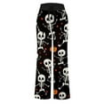 thumbnail image 5 of HXWCHs Women's Halloween Themed Printed Wide Leg Pants High Waist Comfortable Drawstring Sleepwear for Fall and Spring Seasons XXL Blue, 5 of 5