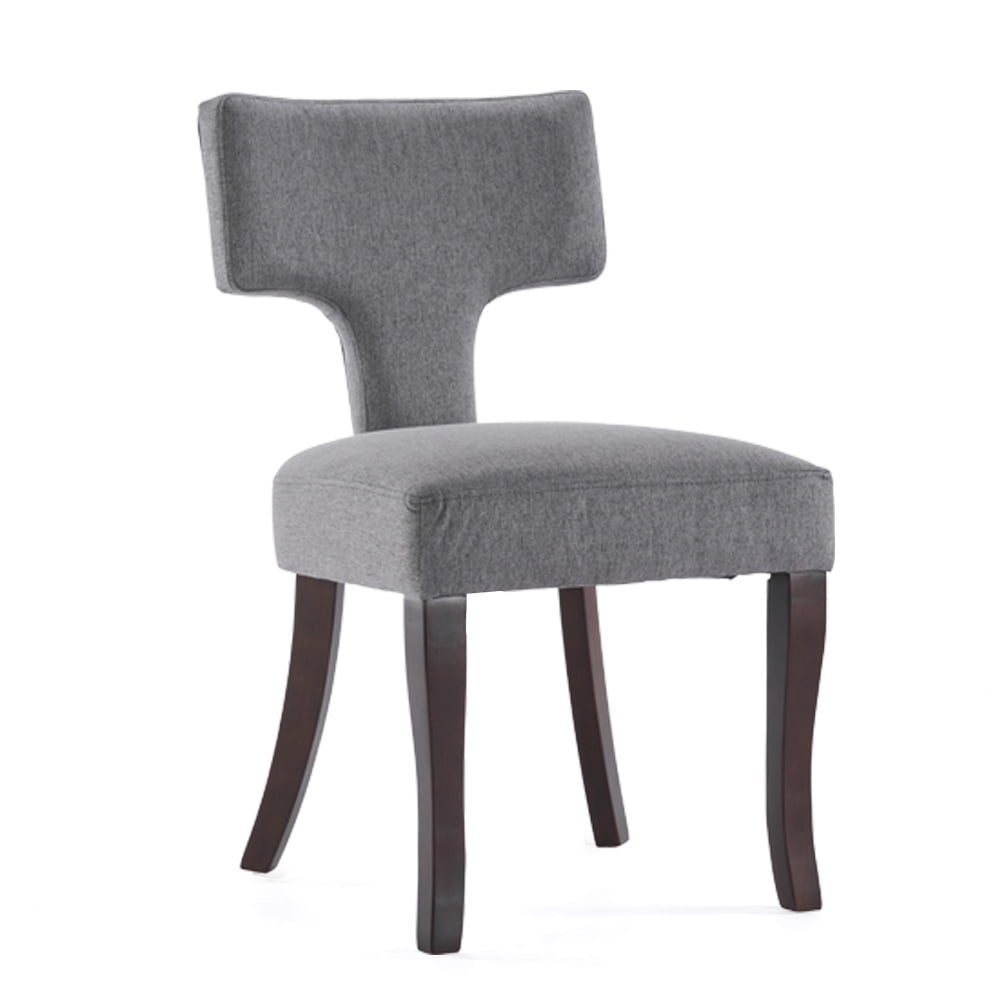 Mid Century Modern Wooden Dining Chairs Set of 6, Upholstered Side Dining Chairs with Curved Back Linen Fabric Armless Wood Chairs Kitchen & Dining Room Farmhouse Chairs (Gray)