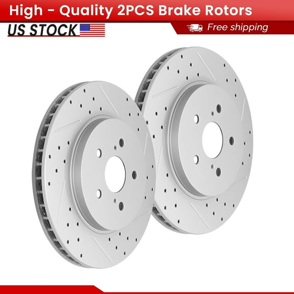 ACB ZONE Front Brake Rotors Set for Lexus RX330 2004-2006 RX350 2005-2006 RX400h 2007-2009 Toyota Highlander 2006-2007, Drilled & Slotted Disc Rotors Kit (Left & Right)