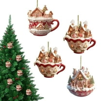 CoreLiving Pastel Gingerbread Ornaments with Gingerbread House and Christmas House Designs - Festive Indoor Outdoor Holiday Decor for Tree, Mantelpiece, Backpack Seasonal Display