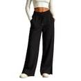thumbnail image 2 of YODETEY Women's Drawstring High Waisted Sweatpants with Pockets,Womens Split Hem Wide Leg Sweatpants,Women’s Black,Size S-2XL, 2 of 9
