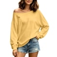 thumbnail image 2 of Auralook Womens Off the Shoulder Tops Sweatshirts Lightweight Oversized Pullovers Long Sleeve Loose Fit Tunic Tops, 2 of 9