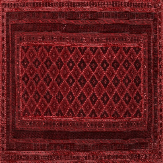 Ahgly Company Indoor Square Abstract Red Contemporary Area Rugs, 7' Square