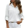 thumbnail image 3 of qolati Womens Button Down Shirt 2024 Casual Long Sleeves Cotton Linen Blouse Loose fit Classic Collared Business Work Dressy Tops with Pockets, 3 of 5
