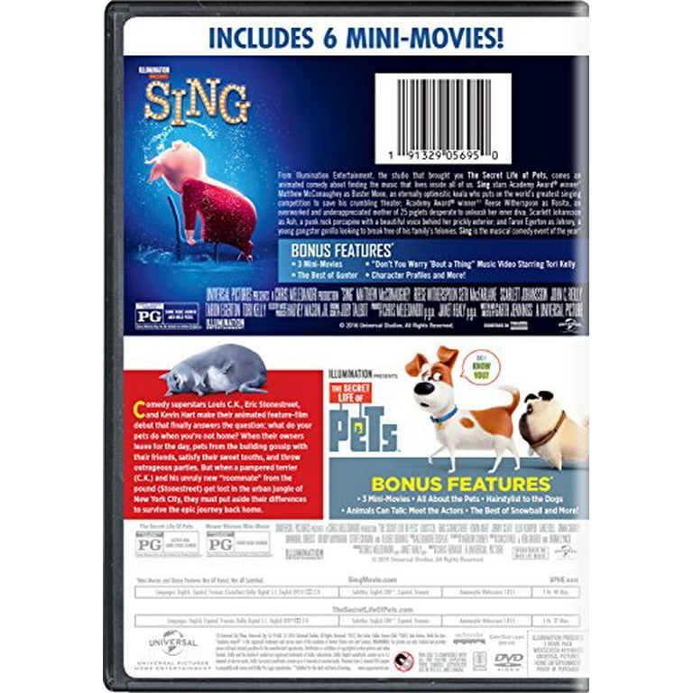 Illumination Presents 2 Movie Pack Sing The Secret Life of Pets DVD