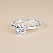 JeenMata Lab Grown Diamond 1 Carat Round Cut Solitaire Engagement Ring in 18K White Gold Plating for Women