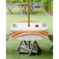 thumbnail image 4 of Fall Outdoor Tablecloth with Umbrella Hole, Farmhouse Orange Stripe Round Tables Zippered Table Cloth Waterproof Tabletop Table Cover Collection for Patio, Garden, Picnic, Camping, Dining, Dining, 4 of 6