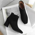thumbnail image 3 of 1 par de botas de punta cuadrada, zapatos de tacón grueso, botas de tacón medio, botines de mujer, 3 of 6