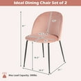 thumbnail image 2 of Gymax Upholstered Velvet Dining Chair Set, Kids, Pink (Set of 2), 2 of 9