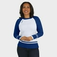 thumbnail image 4 of Women's WEAR by Erin Andrews White Chicago Cubs Colorblock Raglan Sweater, 4 of 5