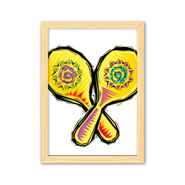 Cuadro de madera decorativa Unbranded Ilustracion Raqueta Mexicon A4