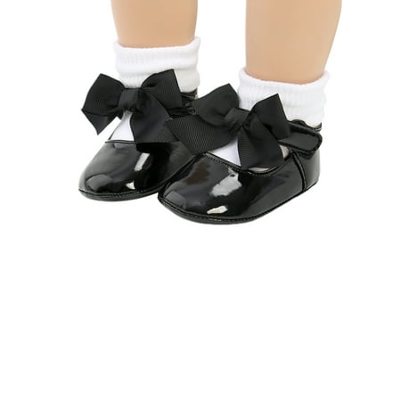 

Jamlynbo Kids Girls Soft Sole Princess Shoes Casual Baptism Shoes Anti-slip Infant Crib Shoes with Cute Ribbon Bow