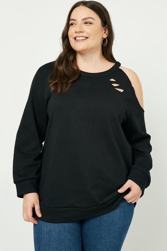 Plus Size Soft Distressed Top 