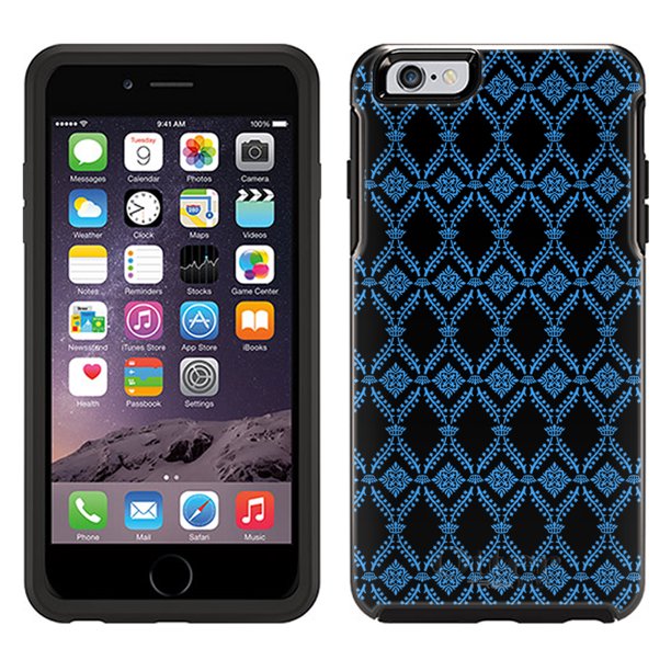 Otterbox Symmetry Apple Iphone 6 And Iphone 6s Case Victorian Wallpaper Blue On Black Otterbox Case Walmart Com