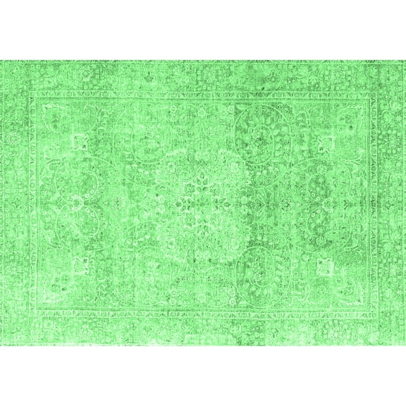 Ahgly Company Indoor Rectangle Persian Emerald Green Traditional Area Rugs, 5' x 7'