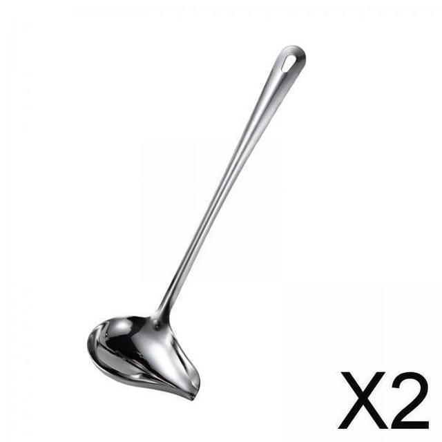 2x Cucharón de Sopa de Acero Inoxidable, Cucharón de Acero, Accesorios de Cocina Casera, Cuchara Profesional para Servir Sopa con Mango Largo, Cucharó 2 piezas