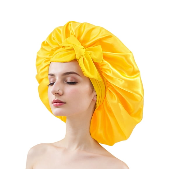 Maytalsory Soft Elastic Band Silk Sleeping Hat Comfortable For Daily Wear And Is Suitable yellow