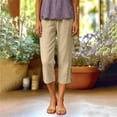 thumbnail image 5 of BUIGTTKLOP Plus Size Capri Pants for Women High Waisted Cropped Lounge Pants Side Split Casual Summer Ladies Pull on Capris, 5 of 8