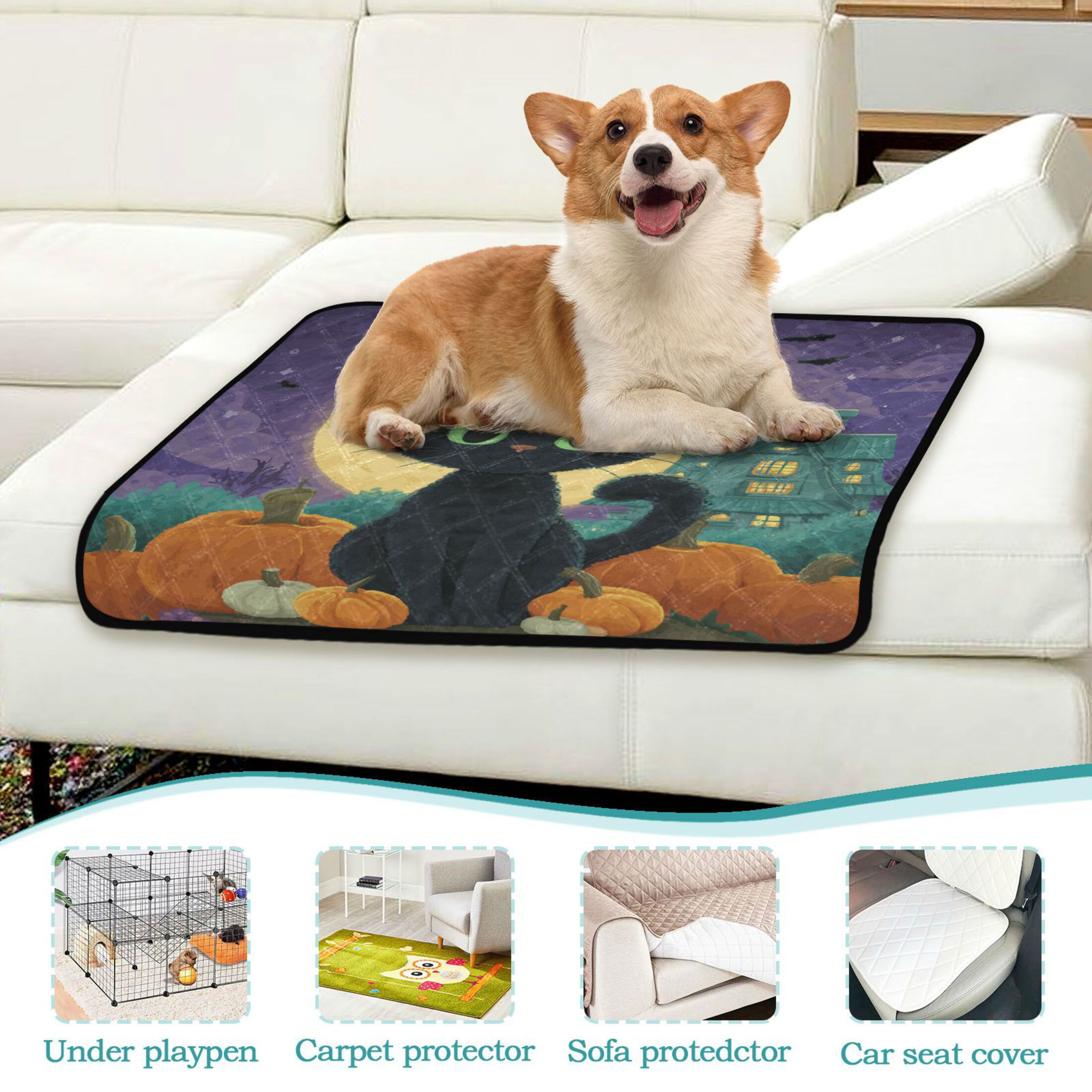 Qxltty Docile Black Cat Cat litter Pads Pet Set of 3 Diaper Mats Center Anti-leakage Layer Absorbent Soft and Comfortable