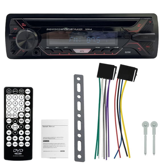 1 DIN Car Radio CD DVD Player, Bluetooth Handsfree Car Stereo, FM Radio, USB TF AUX MP3 Multimedia Player with Remote Control