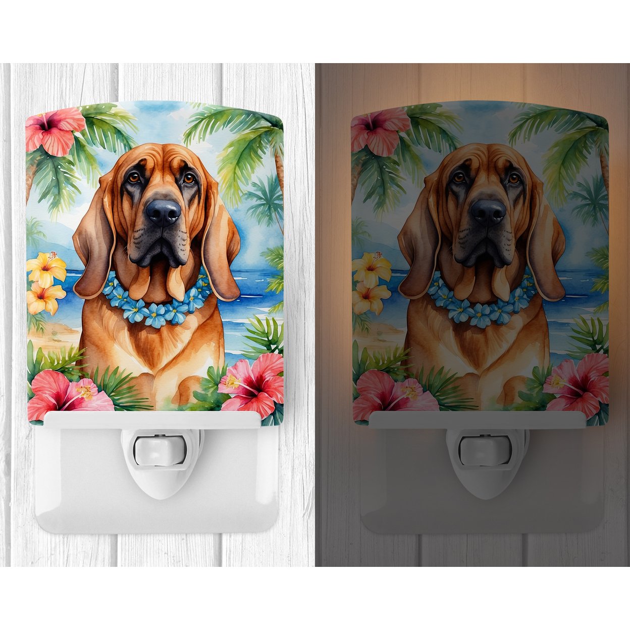 Bloodhound Luau Ceramic Night Light 4 in x 6 in