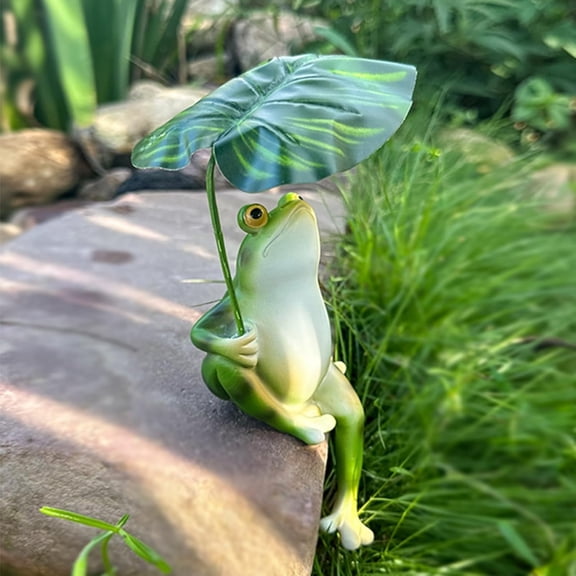 Prichor Frog Statue for Garden – Green Frog Figurine for Outdoor Decor – Yard and Garden Decoration Resin Sculpture with Umbrella