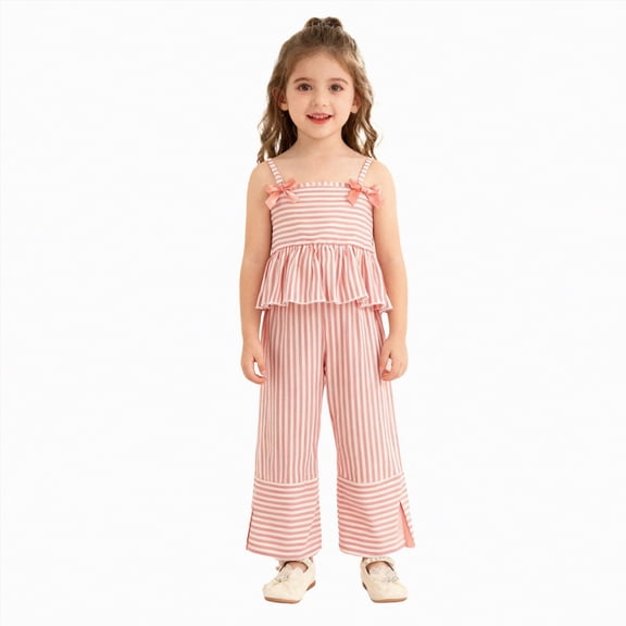 Ccpelsie Girls T-Shirts and Shorts Set 2 Pieces Girls Summer Matching Outfit Solid Trendy Clothes for Little Girl(Pink,6-7 Years)