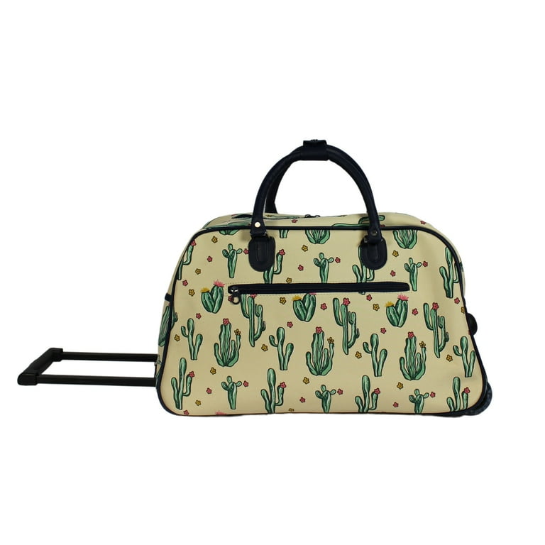 Free Shipping! CalBags Floral 21-Inch Rolling Duffel Bag with Wheels -  Cactus Beige - Walmart.com