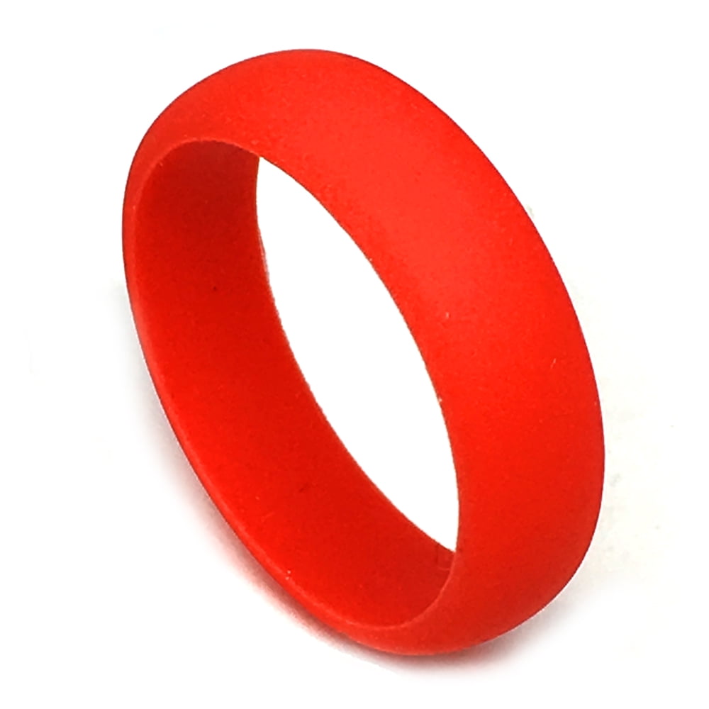 6MM Men or Ladies Athlete Sports Flexible RED Silicon Rubber Wedding