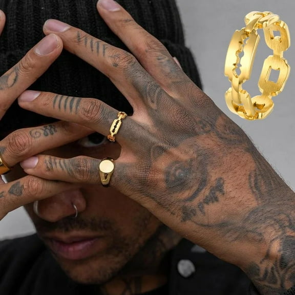 Unique Men Ring, Razor Blade Ring. 14K Yellow Gold Unisex Blade Ring Jewelry for Men's Women's