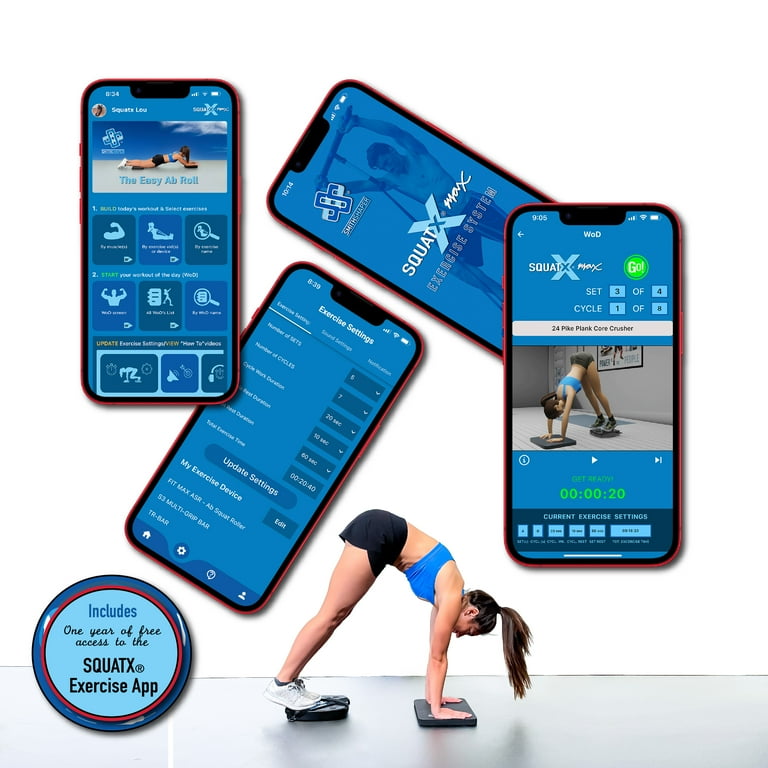 SmithShaper PRO Ab Squat Roller 25 exercises for legs butt abs core chest arms Wall Squats Ab Rollouts Hamstring Curls Walking Planks and more to Get Fit and Stay Fit Walmart