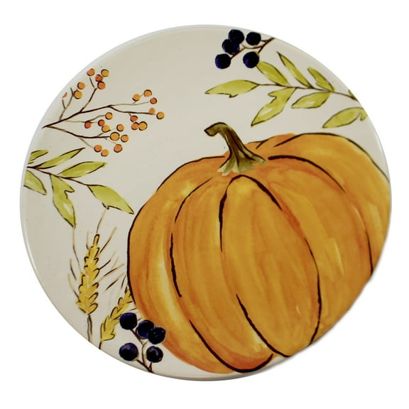 Tabletop Thankful Harvest Plate Ceramic Pumpkin Thanksgiving 2031150