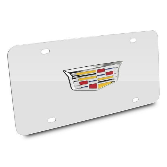 Cadillac Crest New 3D Metal Logo Mirror Chrome Stainless Steel License Plate