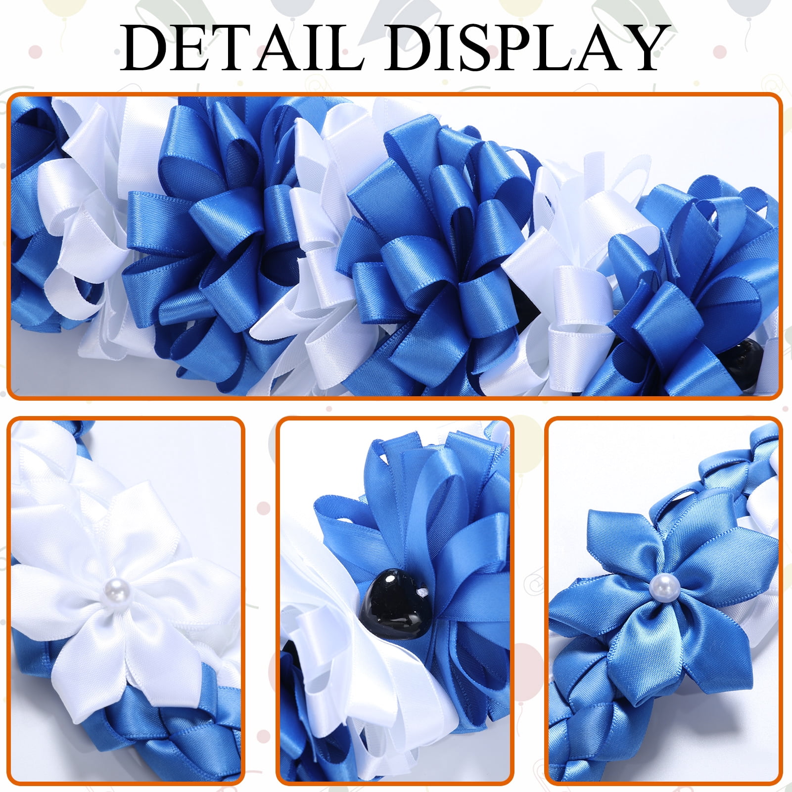 Kicpot Graduation Leis Class of 2026 Grad Ribbon Leis Double Braided Necklace Hawaiian Flower Garland with Metal Graduation Cap Hanging Keepsake Ornament for Him Her Graduation Party Decorations