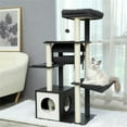 thumbnail image 7 of Demi Bonn 51.4" 6 Levels Cat Tree Wooden Cat Tower Cozy Cat Condo, Spacious Perch, Hammock and Swing Tunnel for Indoor Cats, Gray, 7 of 7