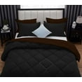 thumbnail image 6 of D.N.G. BEDDINGS 3 Piece Luxury Reversible Diamond Pattern Comforter Set Premium Super Soft, All Season 800 TC, 100% Egyptian Cotton Full/Queen Size Chocolate/Black Solid Color, 6 of 7