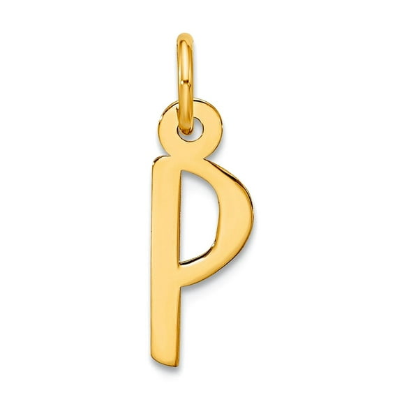 5.6mm 10k Solid Yellow Gold Large Slanted Block Letter Name Personalized Monogram Initial P Charm Pendant Necklace for W