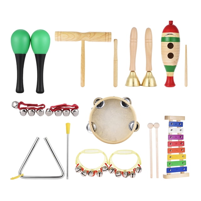 9 Uds instrumentos musicales percusión juguete banda rítmica conjunto Glockenspiel pandereta